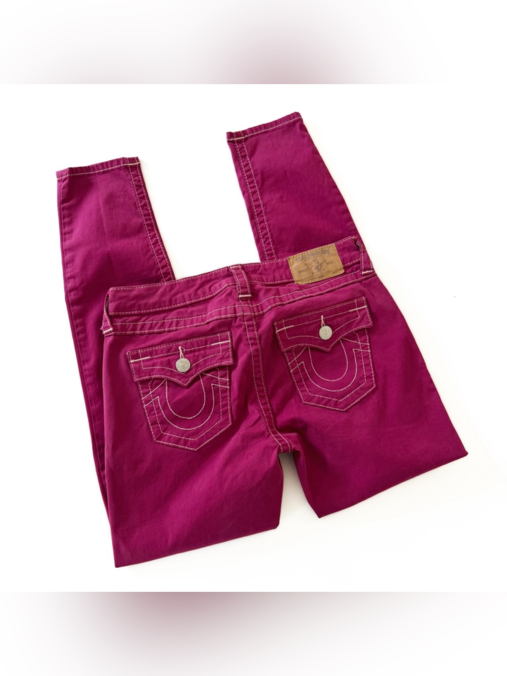 True Religion Jeans Womens 29 Purple Skinny Flap Pockets Magenta Purple - Picture 10 of 10